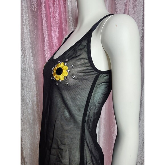 Exotic 2 Piece Sheer Handmade Sunflower Teddy Dancewear Matching Set Size Medium - Picture 6 of 12